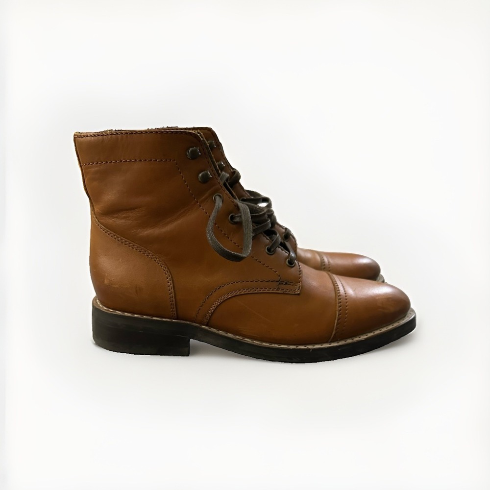 Size 10 Men's Thursday Boot Company Boots Captain Classic Brown Leather Cap Toe